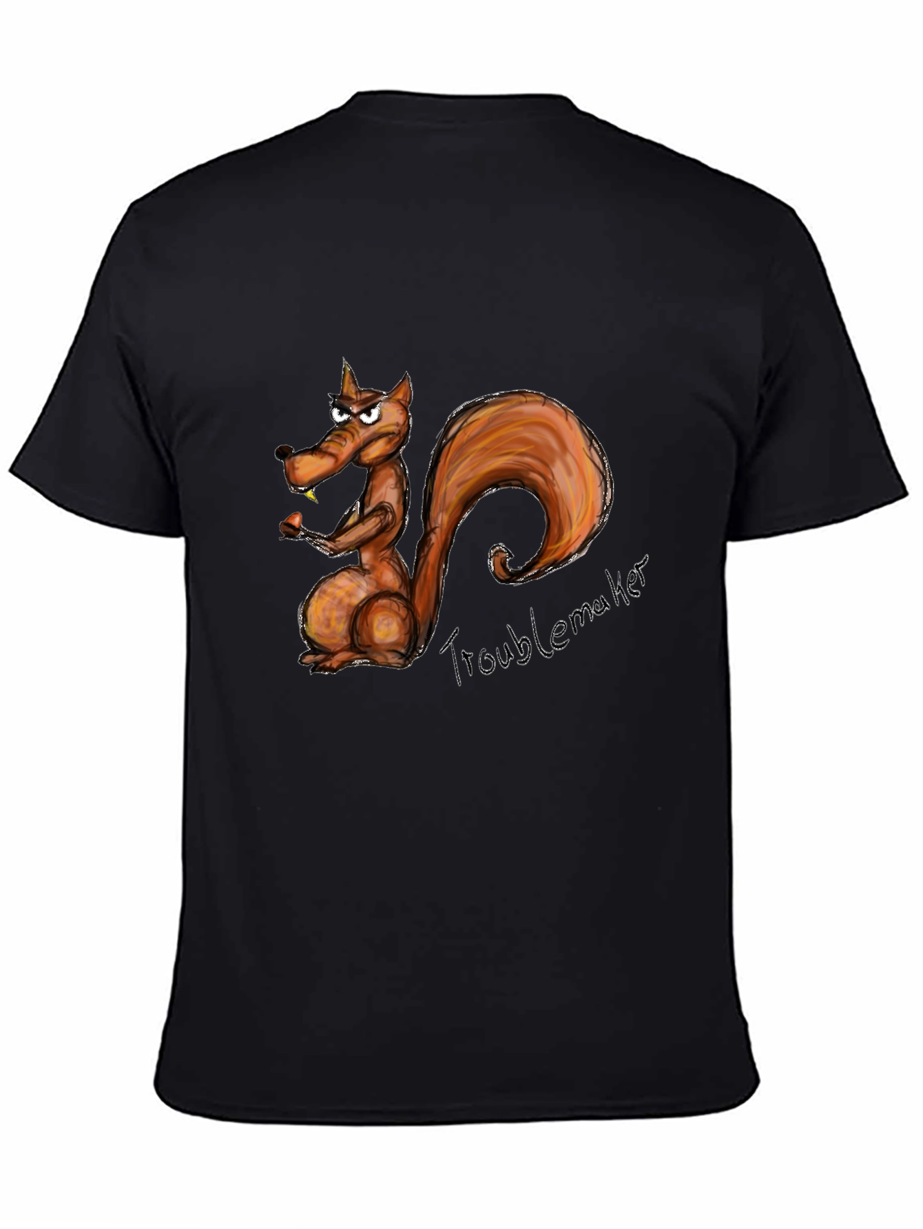 Troublemaker Squirrel Graphic Black T-Shirt