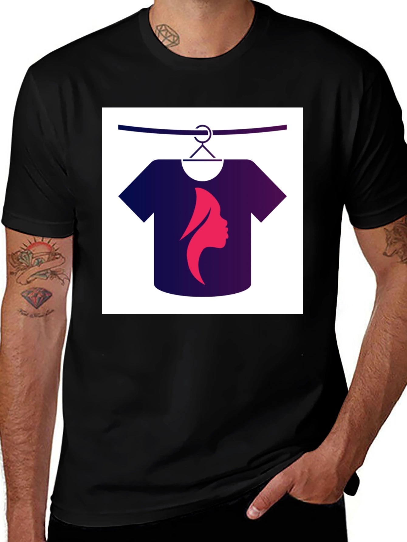 Black Tee with Unique Graphic Design