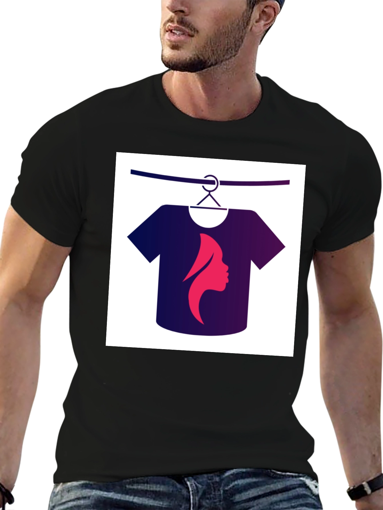 Black Tee with Unique Graphic Design