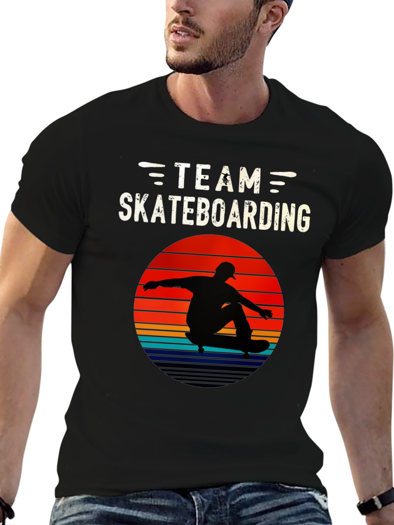 Team Skateboarding Graphic Tee - Retro Style