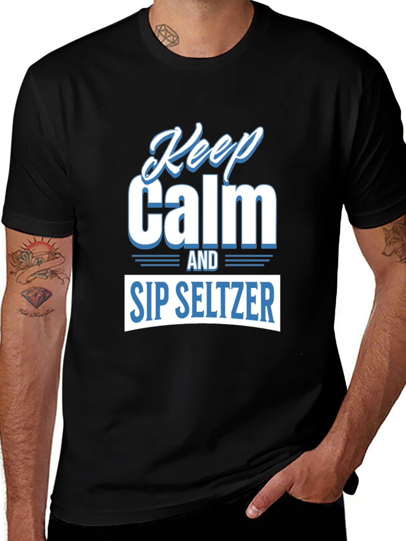 Keep Calm and Sip Seltzer Black T-Shirt