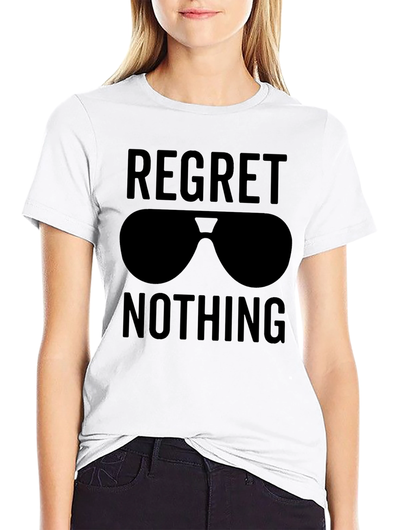 Regret Nothing Aviator Sunglasses Black Graphic Tee