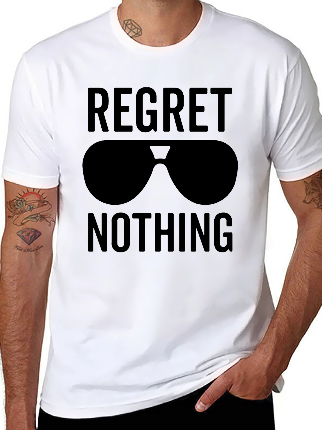 Regret Nothing Aviator Sunglasses Black Graphic Tee