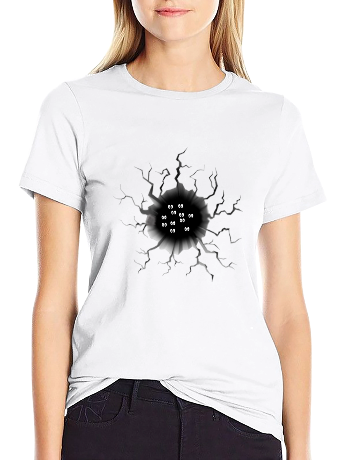 Mysterious Eye Hole Graphic T-Shirt