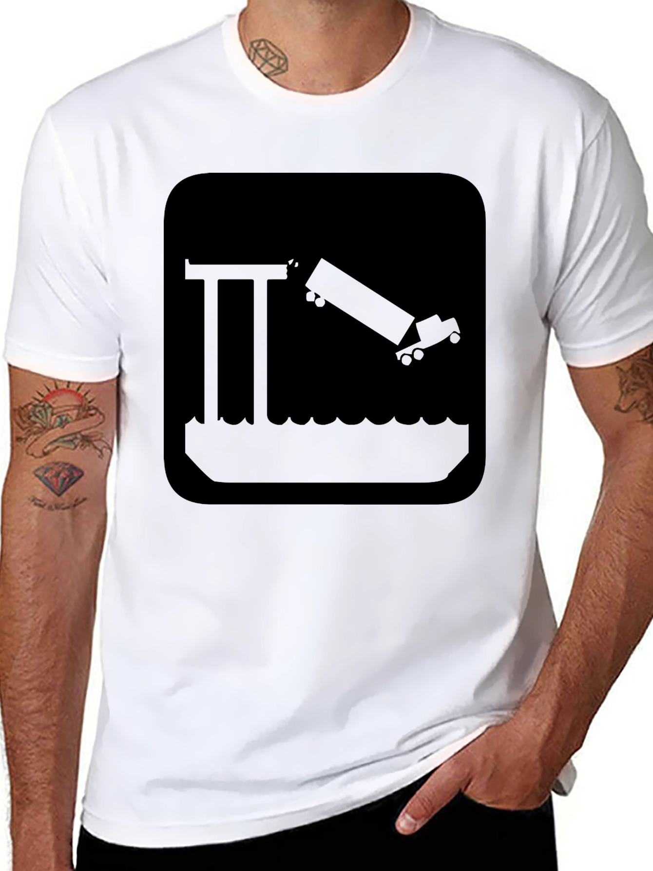 Truck into Water T-Shirt - Humorous Graphic Tee