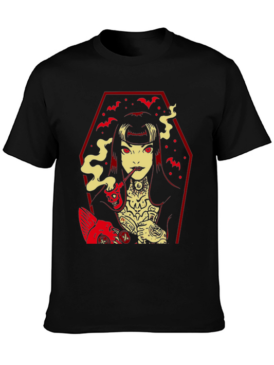 Goth Girl Graphic T-Shirt - Edgy Style