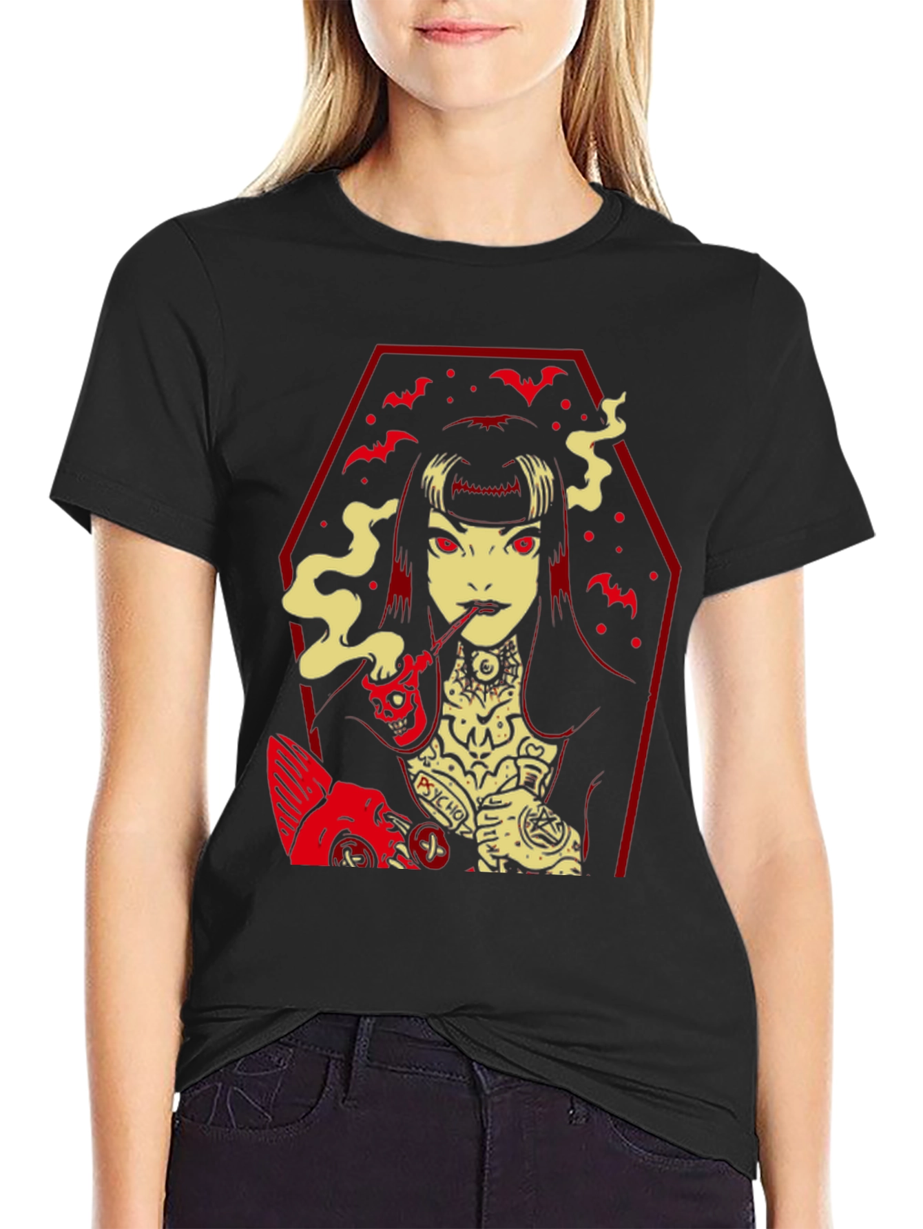 Goth Girl Graphic T-Shirt - Edgy Style