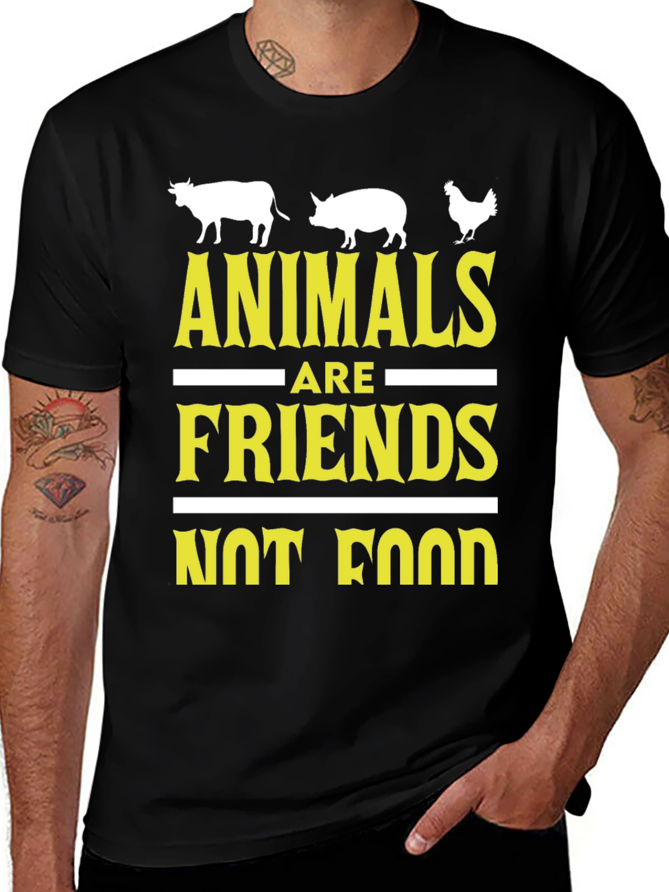 Vegan Slogan Tee: Animals Are Friends Not Food