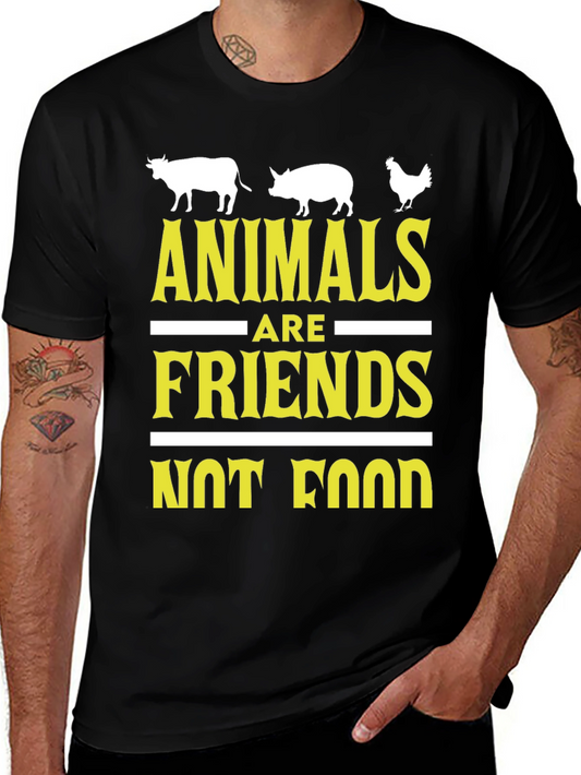 Vegan Slogan Tee: Animals Are Friends Not Food