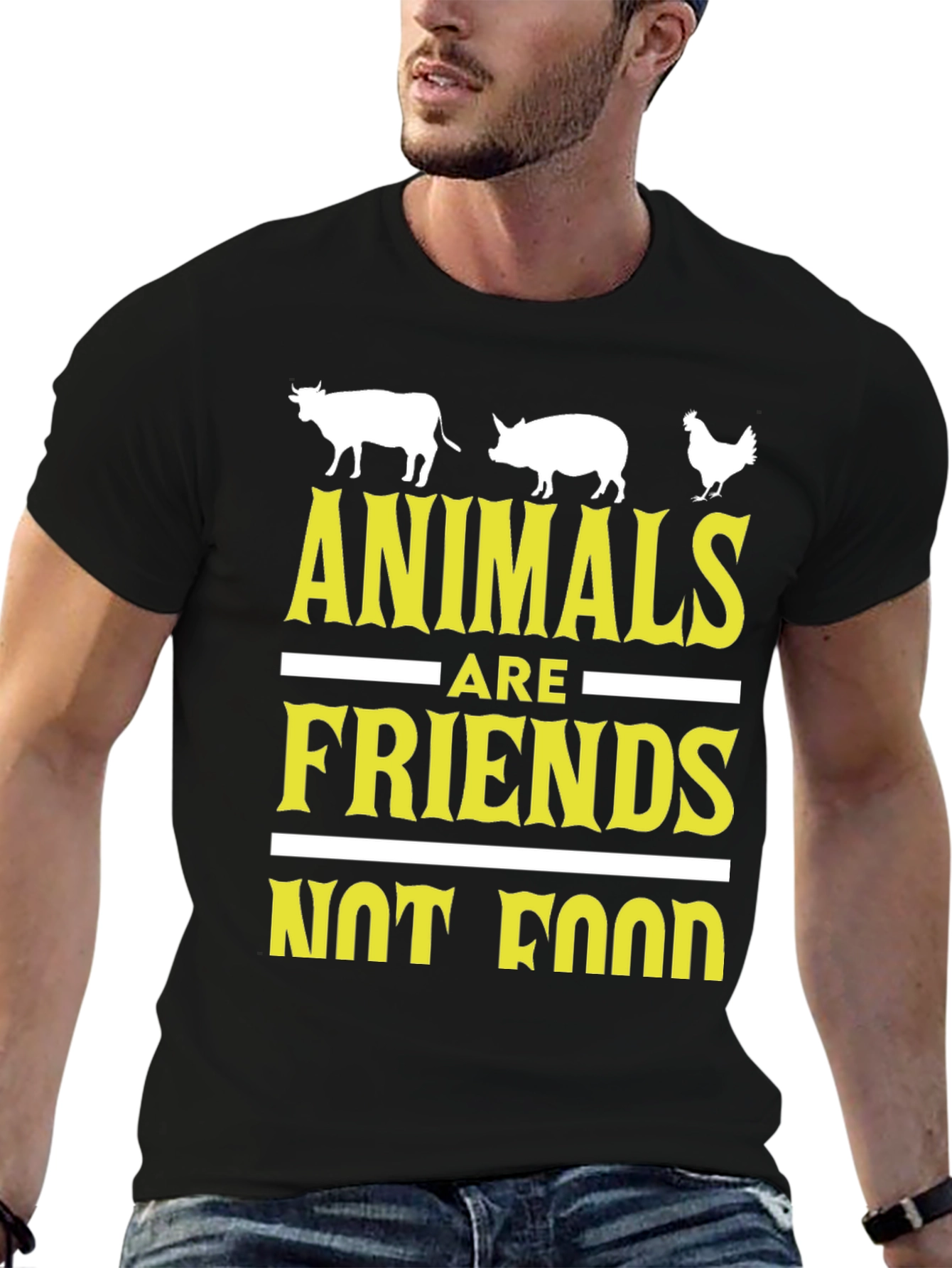 Vegan Slogan Tee: Animals Are Friends Not Food