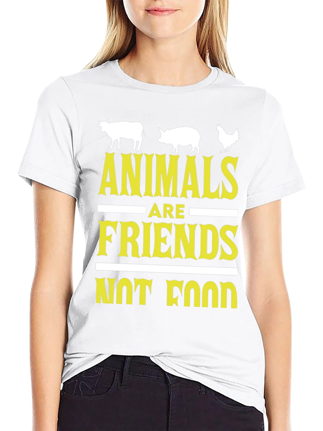 Vegan Slogan Tee: Animals Are Friends Not Food
