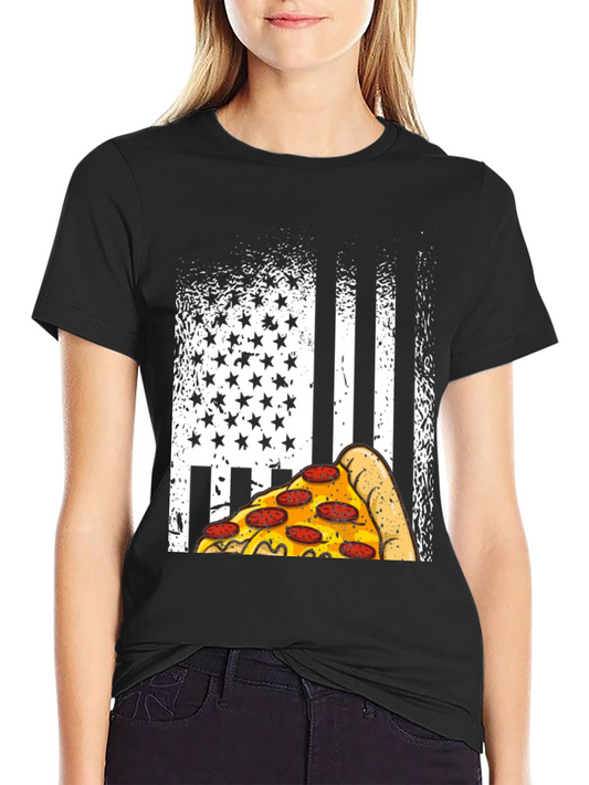 Pizza American Flag Graphic T-Shirt