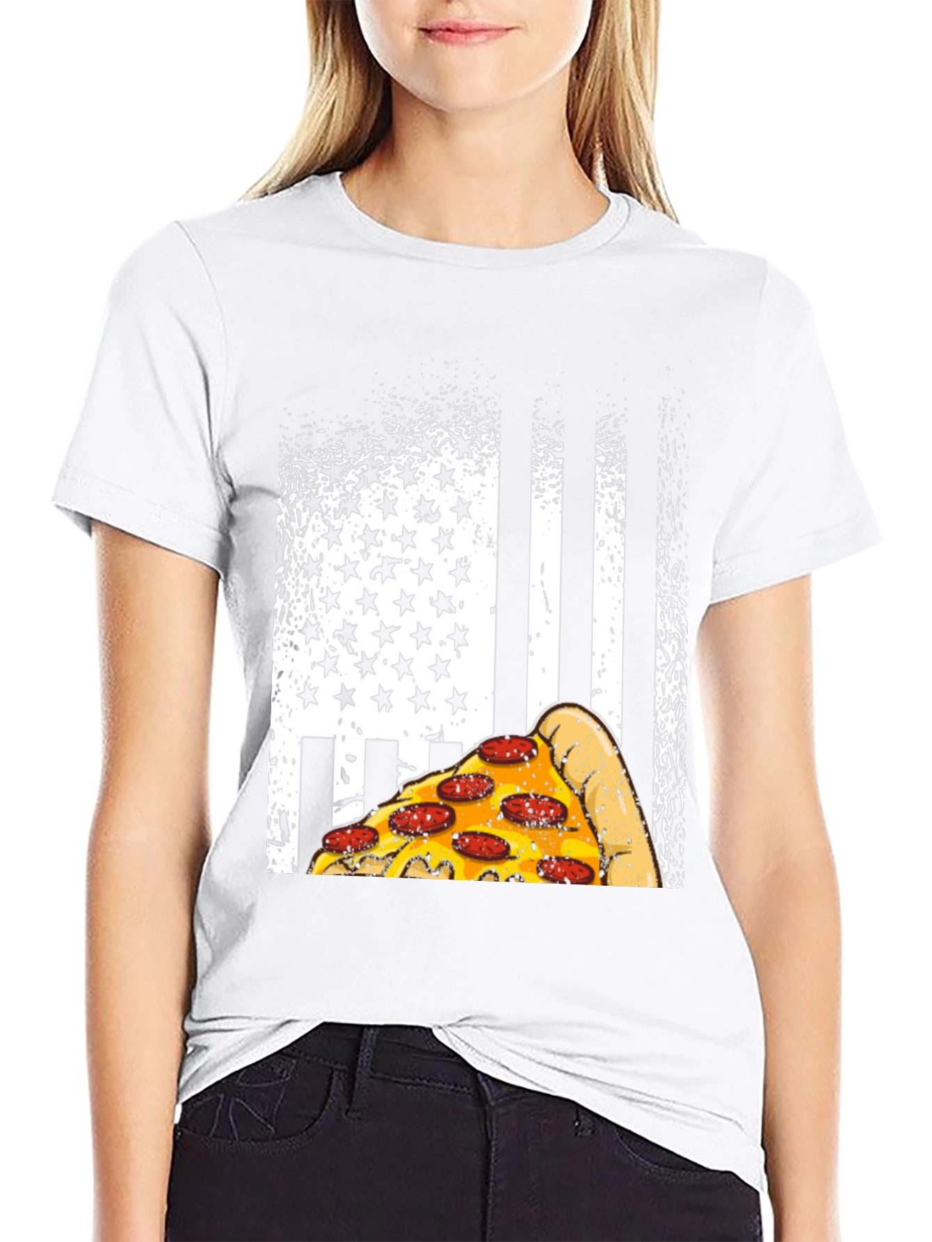 Pizza American Flag Graphic T-Shirt