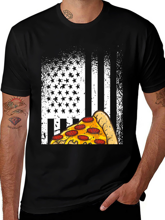 Pizza American Flag Graphic T-Shirt