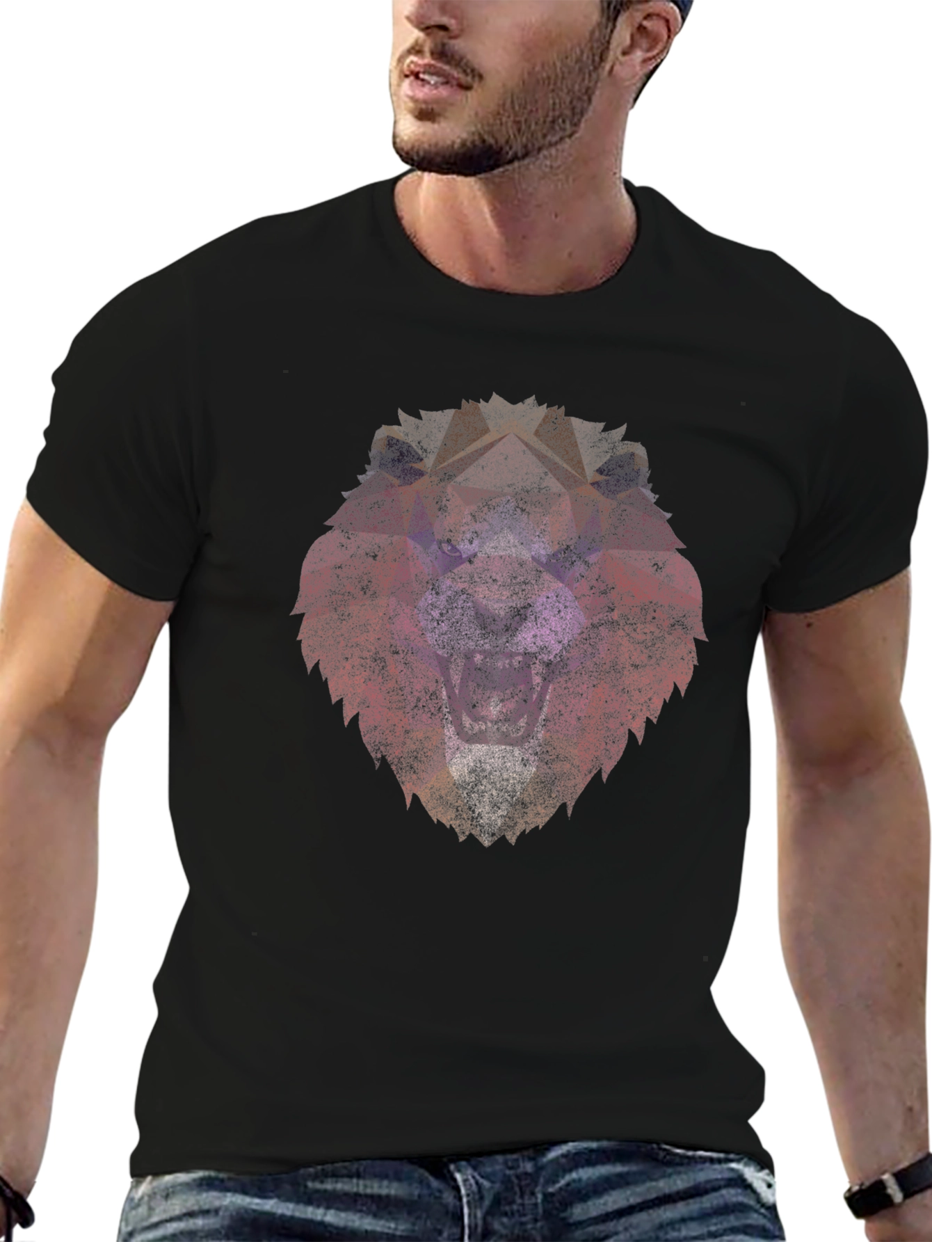 Lion Graphic Print Black Tee