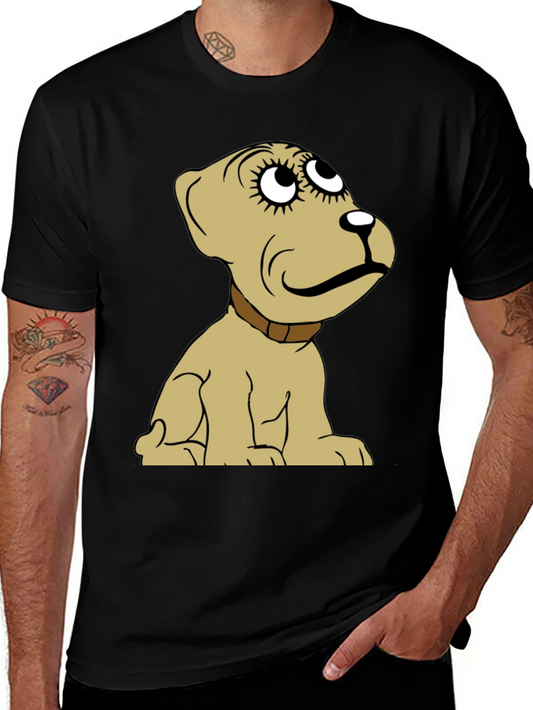 Cartoon Dog Graphic Tee -  Unisex Black T-Shirt