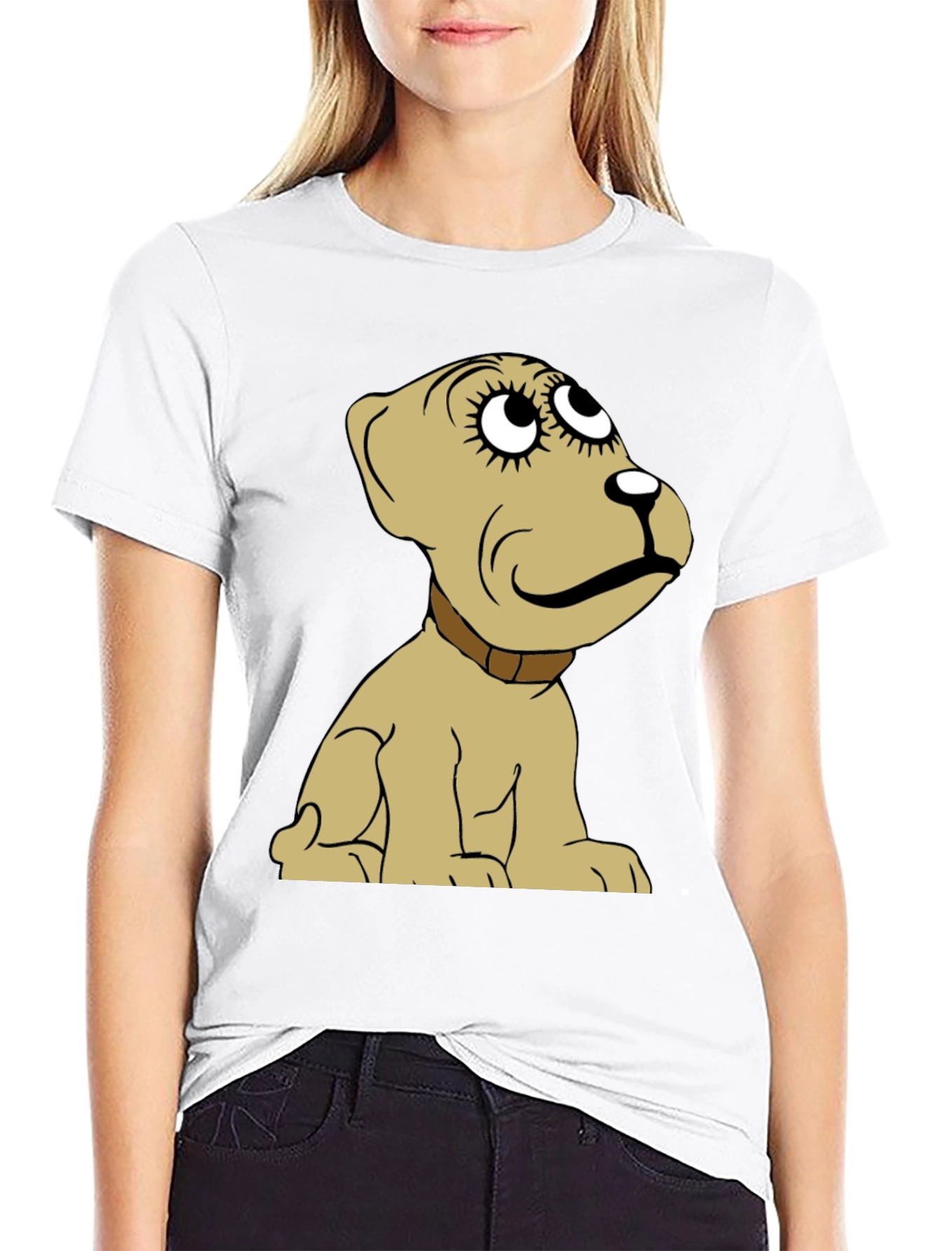 Cartoon Dog Graphic Tee -  Unisex Black T-Shirt