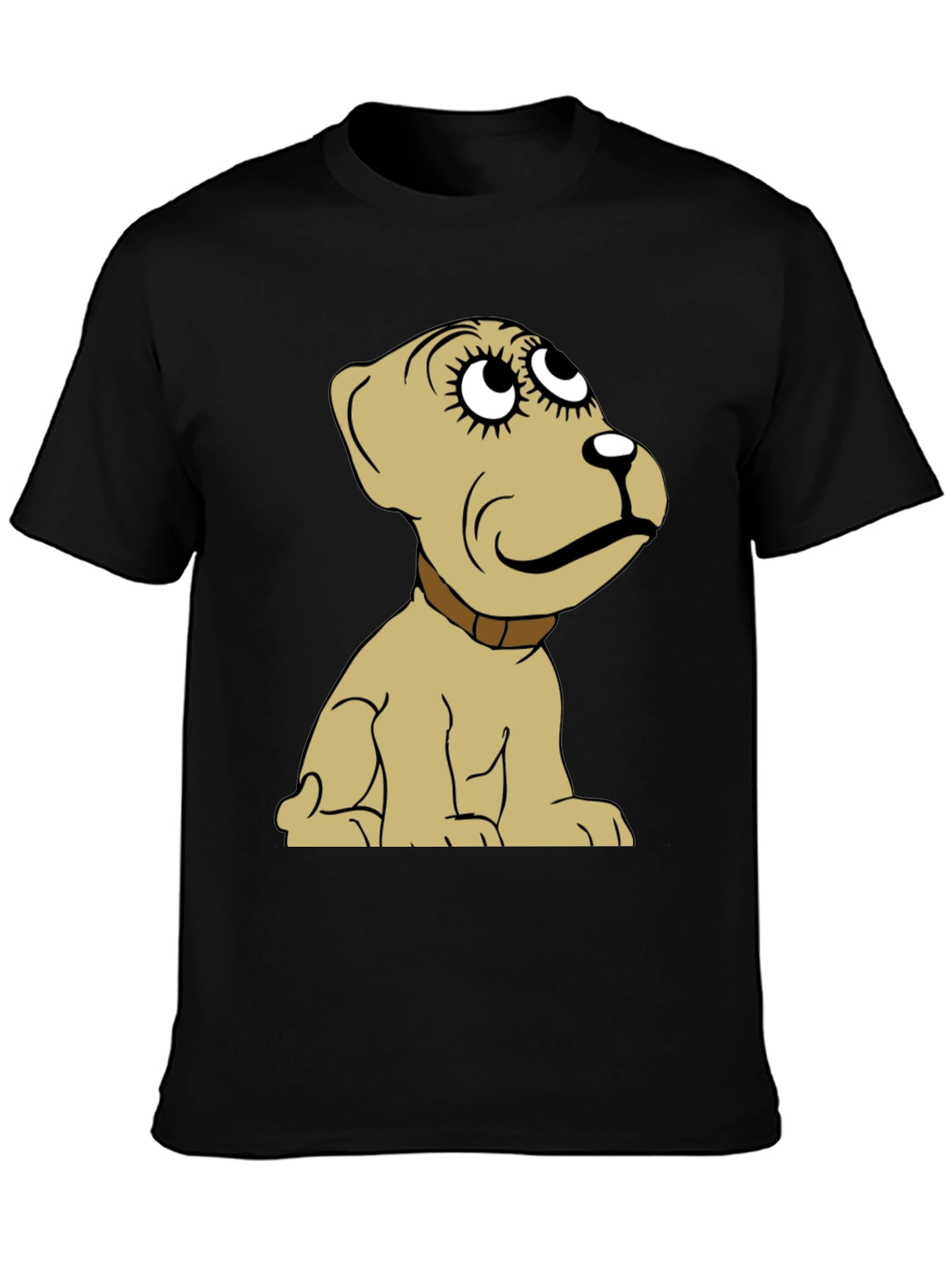 Cartoon Dog Graphic Tee -  Unisex Black T-Shirt