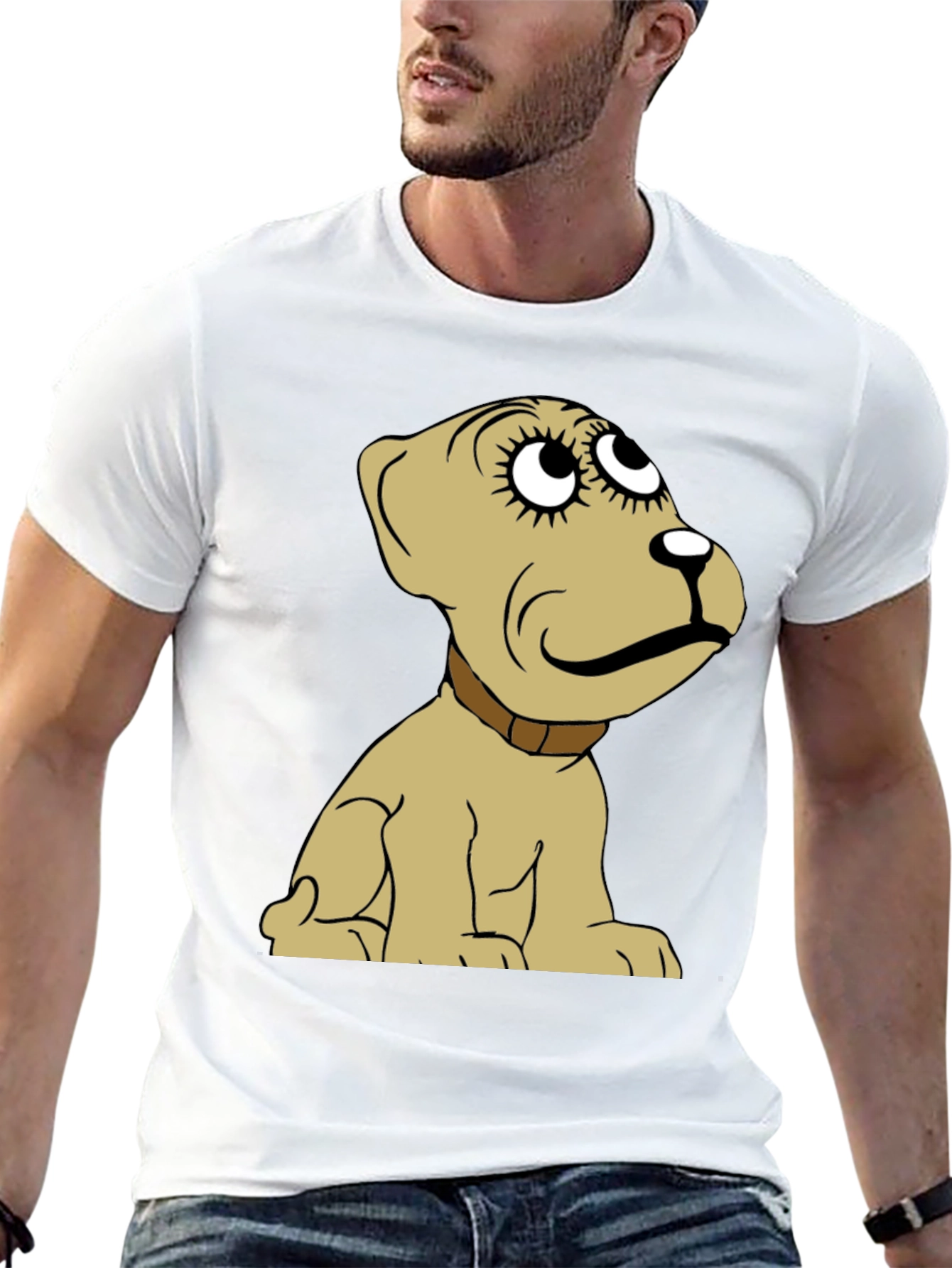 Cartoon Dog Graphic Tee -  Unisex Black T-Shirt