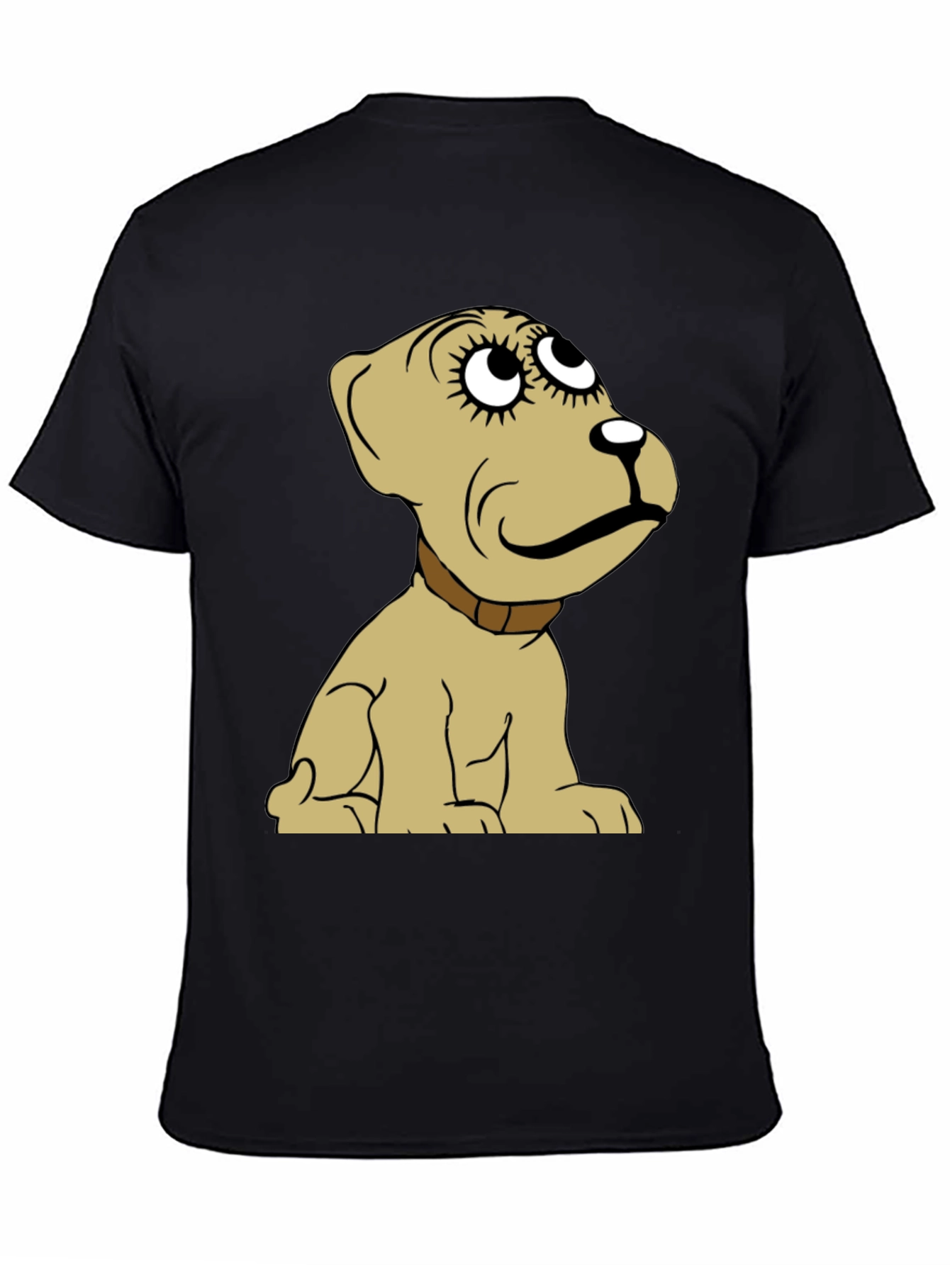 Cartoon Dog Graphic Tee -  Unisex Black T-Shirt