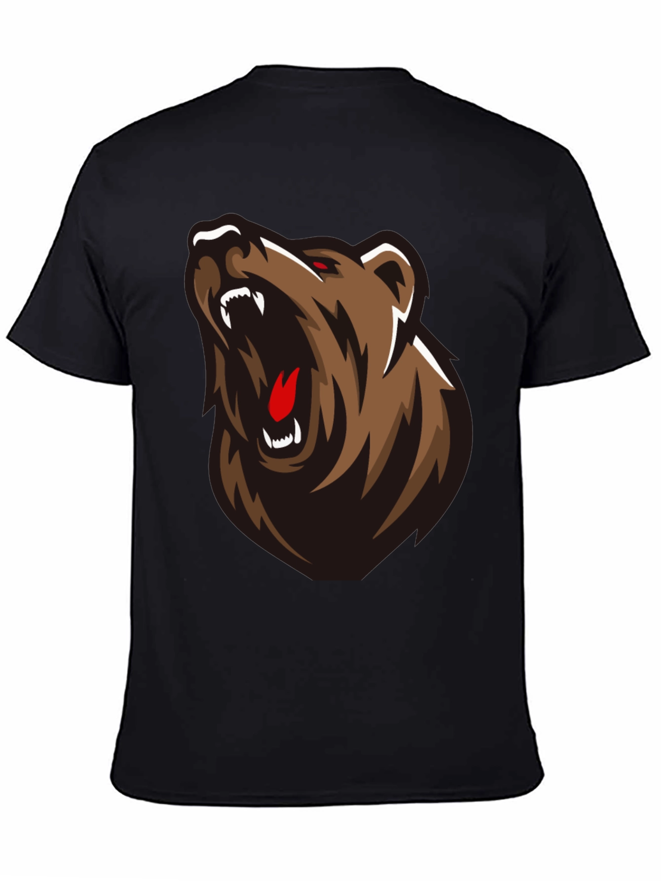 Mens Black T-Shirt with Bear Graphic