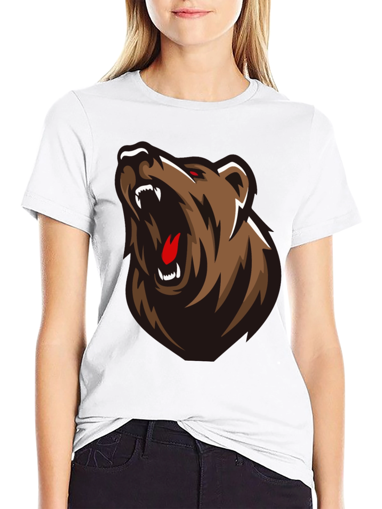 Mens Black T-Shirt with Bear Graphic