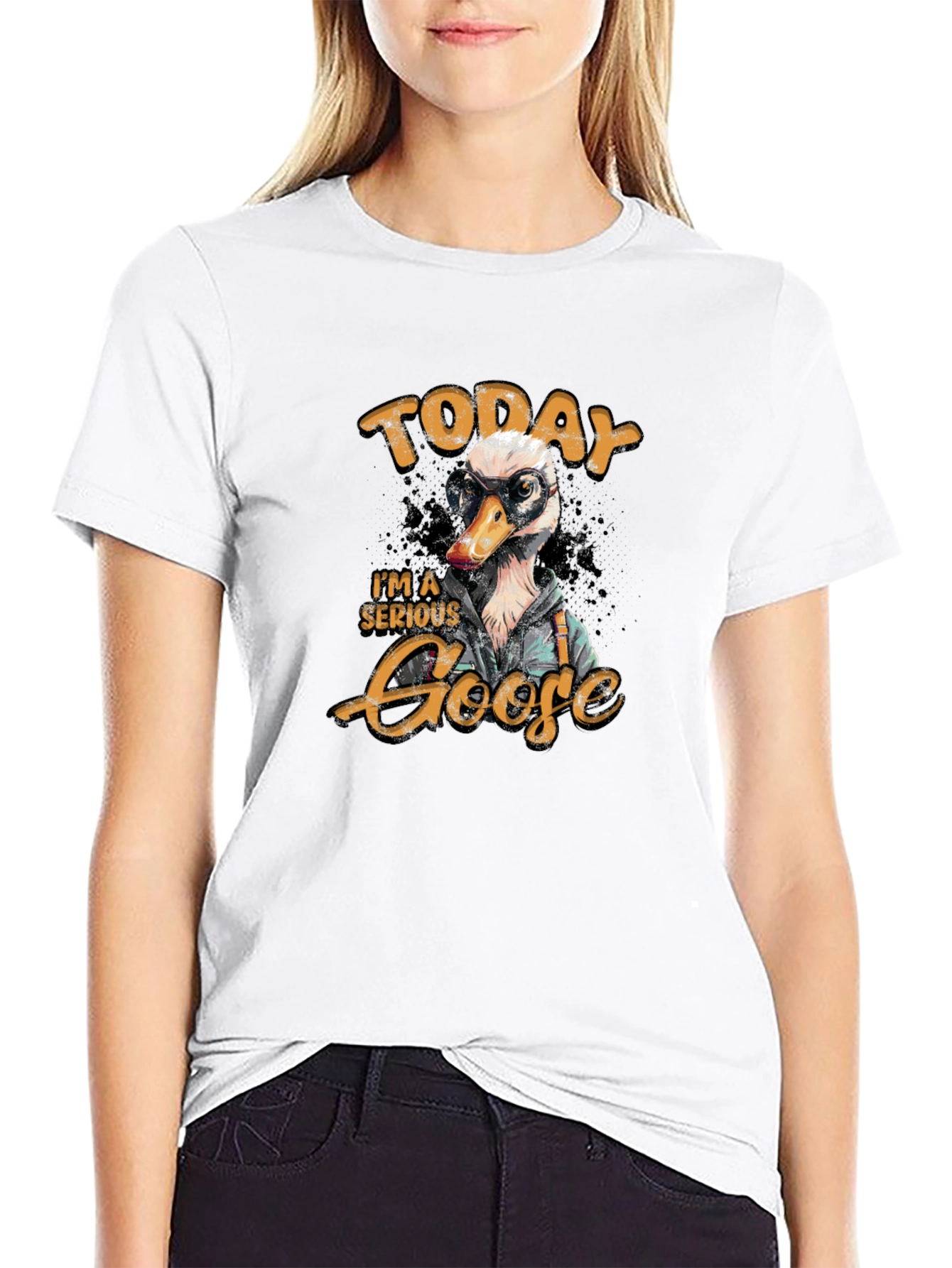 Serious Goose Graphic Tee - Black Cotton T-Shirt
