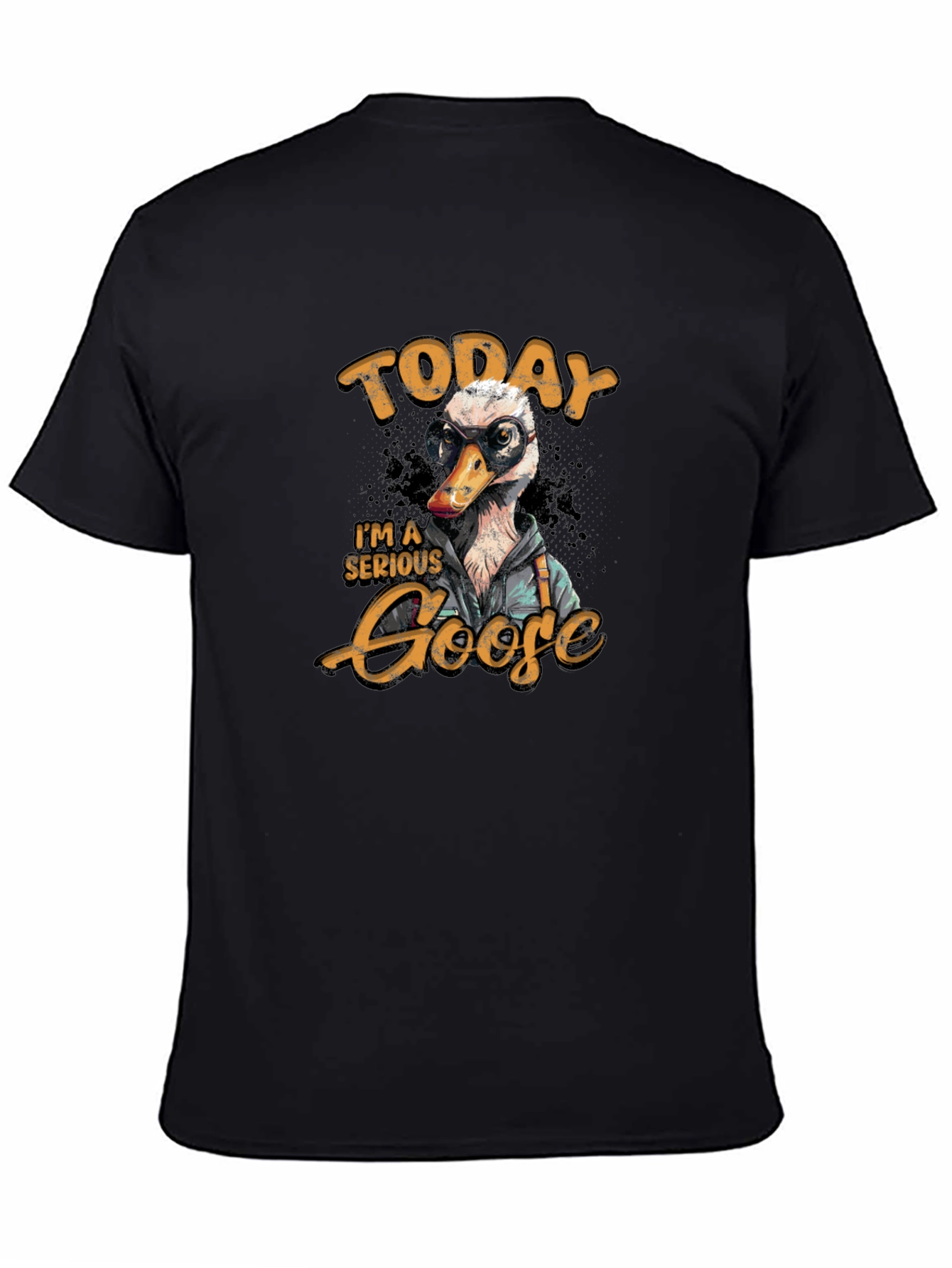 Serious Goose Graphic Tee - Black Cotton T-Shirt