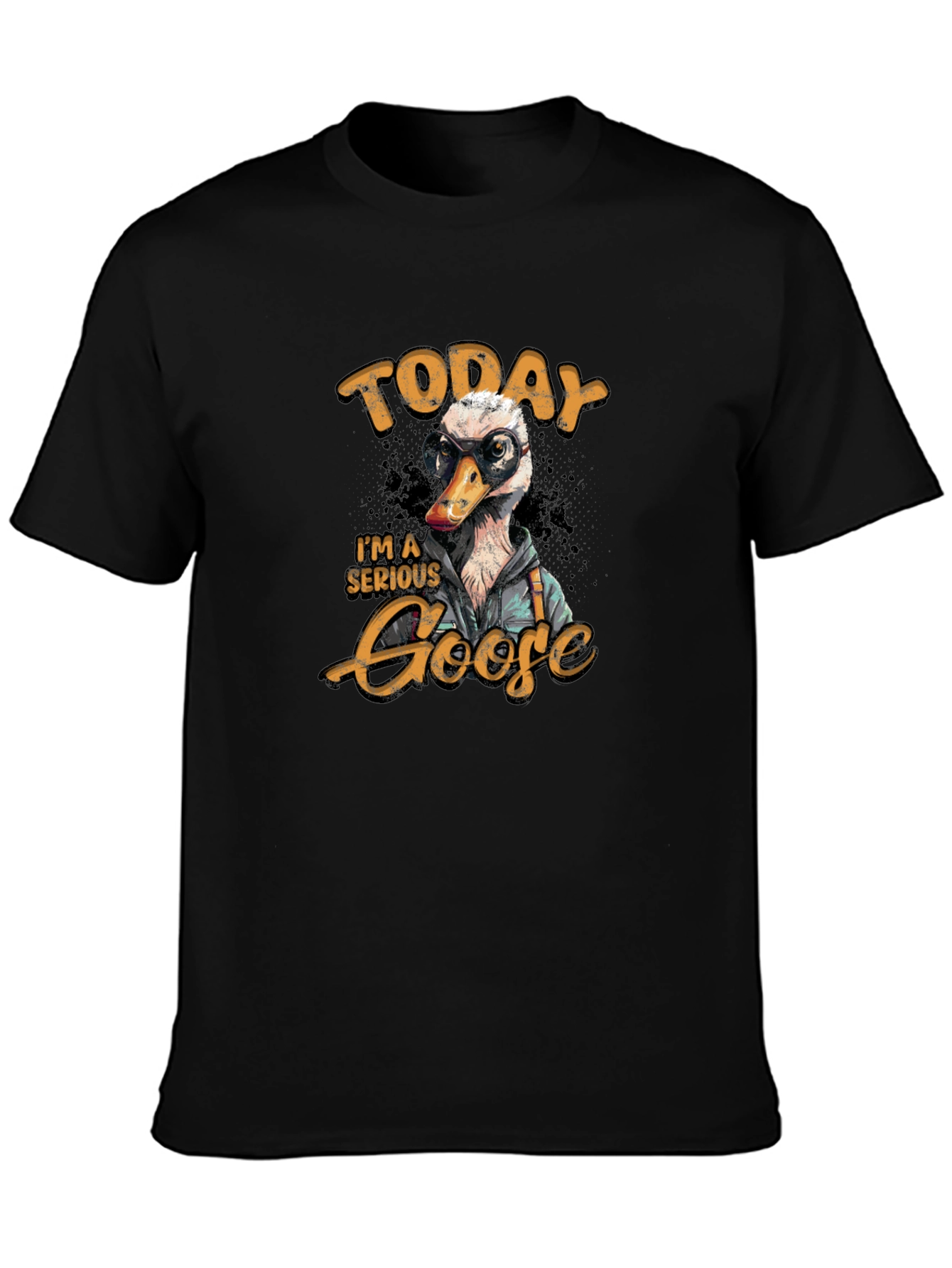 Serious Goose Graphic Tee - Black Cotton T-Shirt