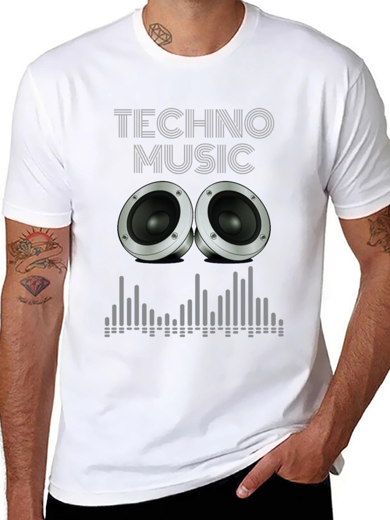 Techno Music Graphic Tee - DJ Speaker Design