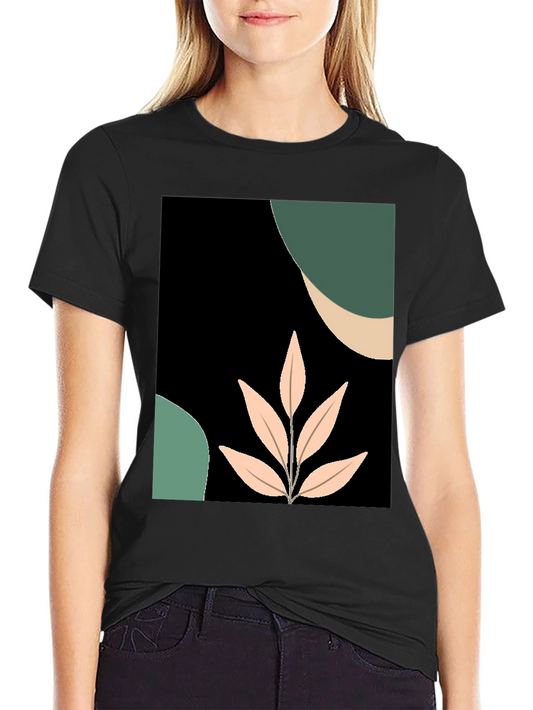 Abstract Leaf Graphic Tee - Modern Casual Style