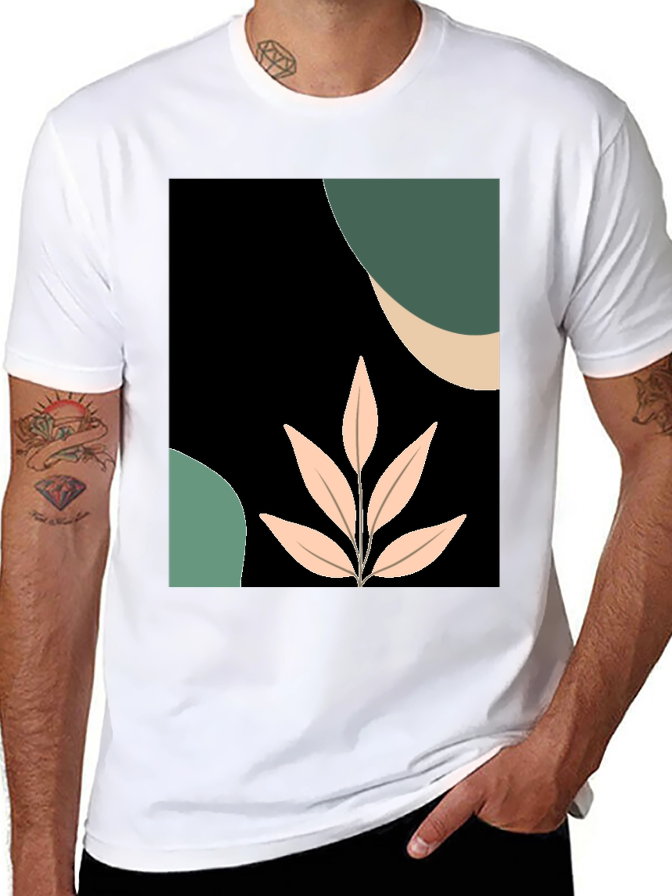 Abstract Leaf Graphic Tee - Modern Casual Style