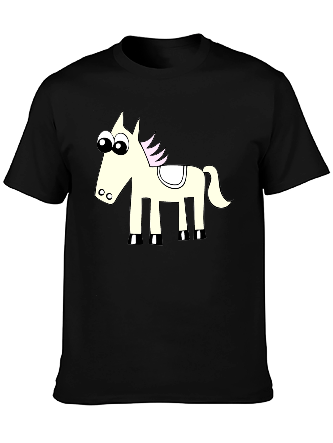 Funny Horse Graphic Black T-Shirt