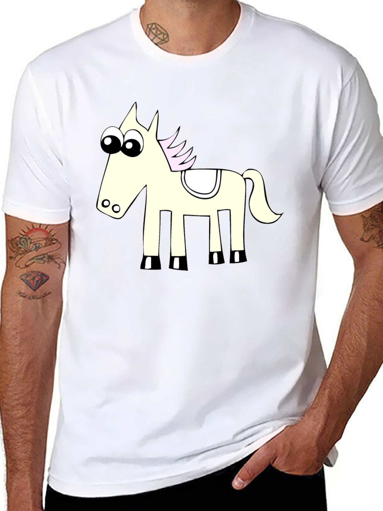 Funny Horse Graphic Black T-Shirt