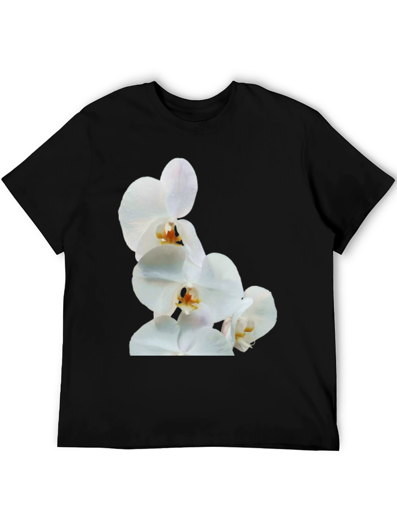 White Orchid Graphic Black Tee