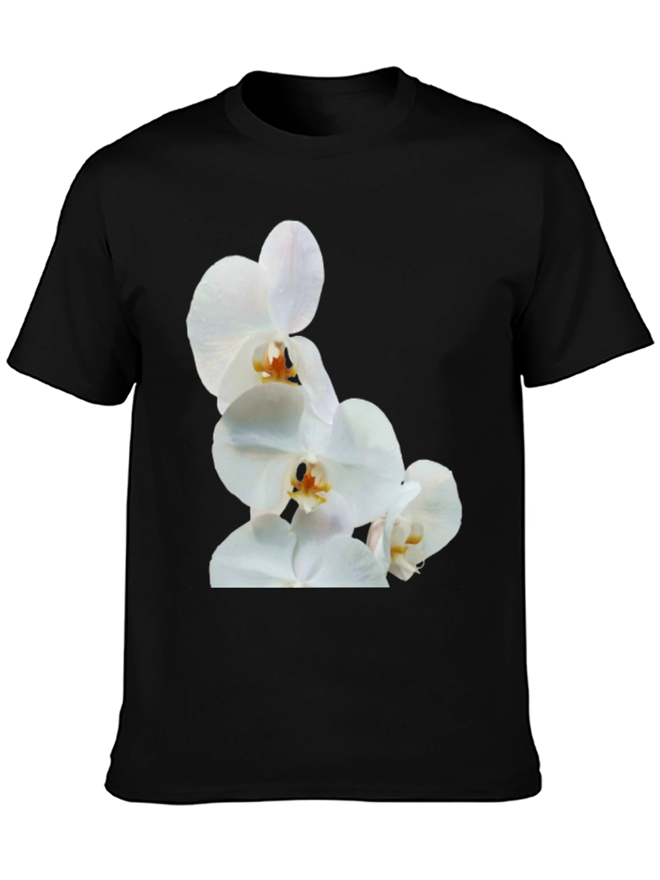 White Orchid Graphic Black Tee
