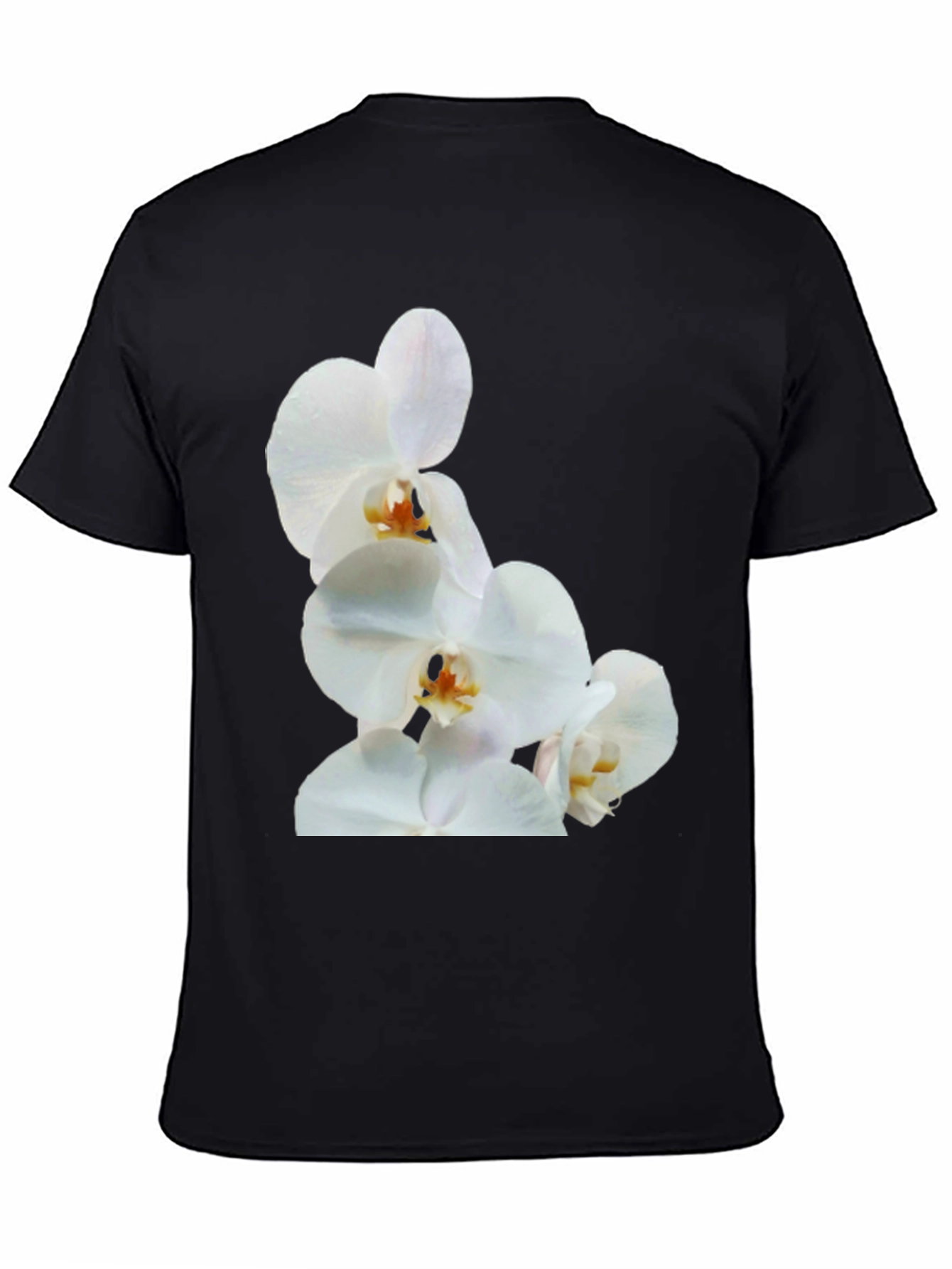 White Orchid Graphic Black Tee