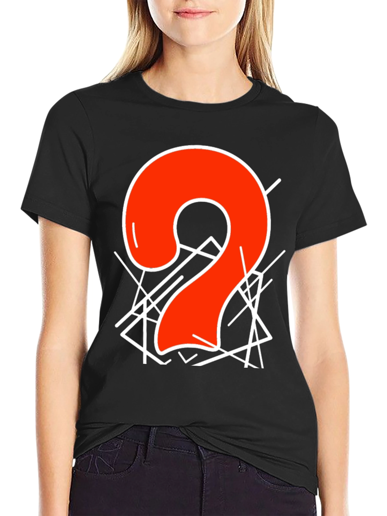 Abstract Number 2 Graphic T-Shirt - Black