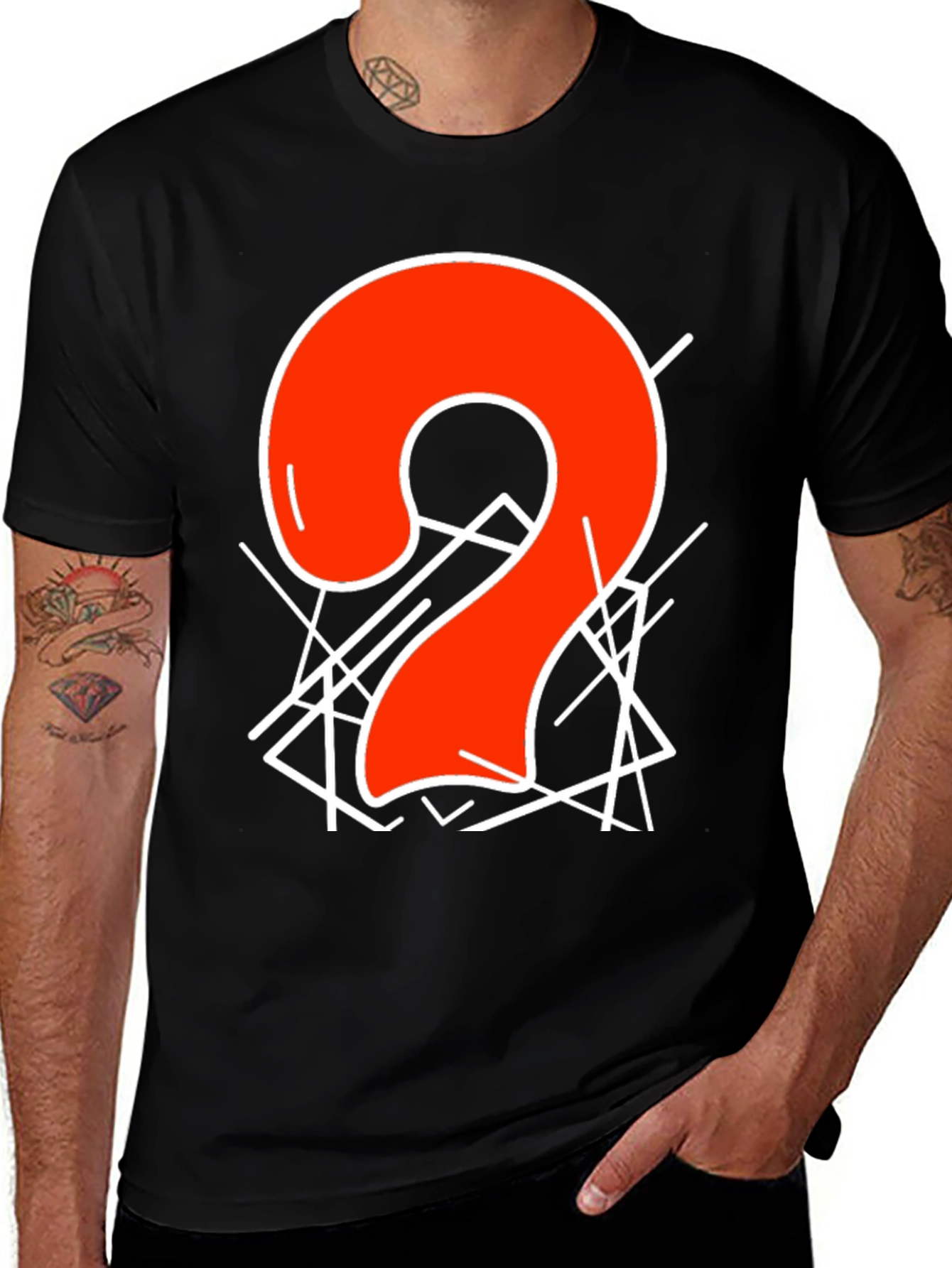 Abstract Number 2 Graphic T-Shirt - Black