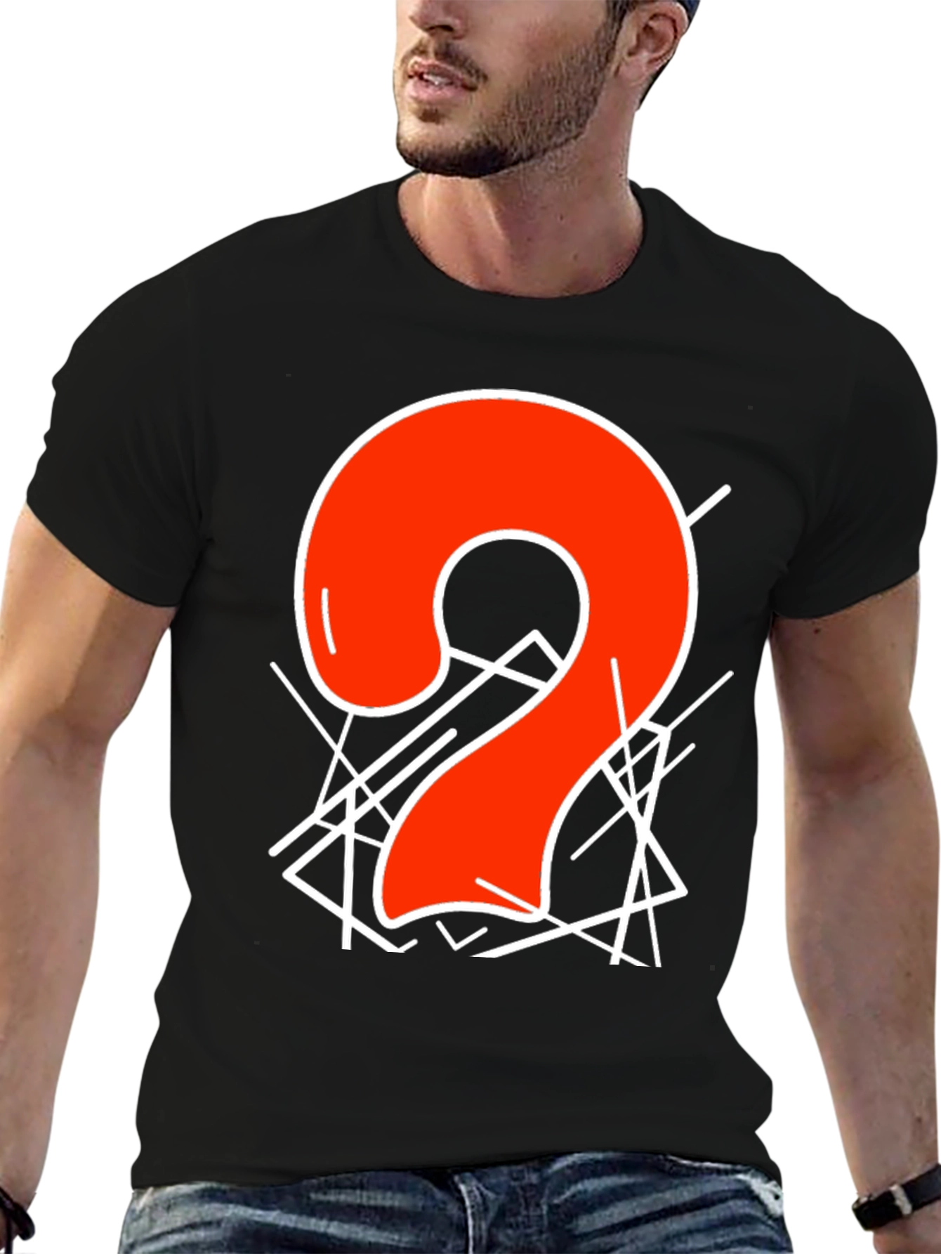 Abstract Number 2 Graphic T-Shirt - Black