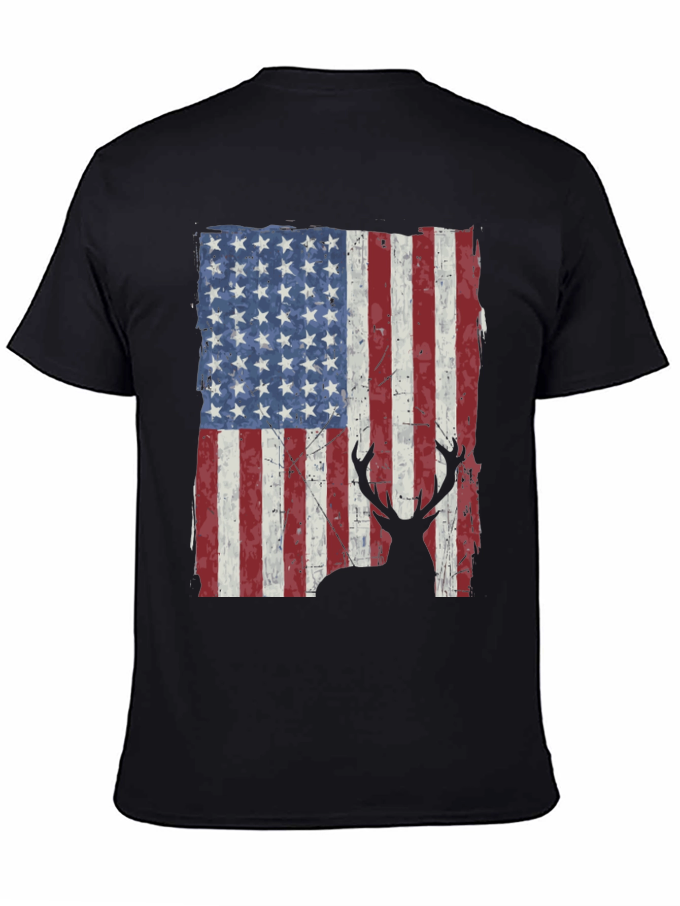 American Flag Deer Graphic T-Shirt
