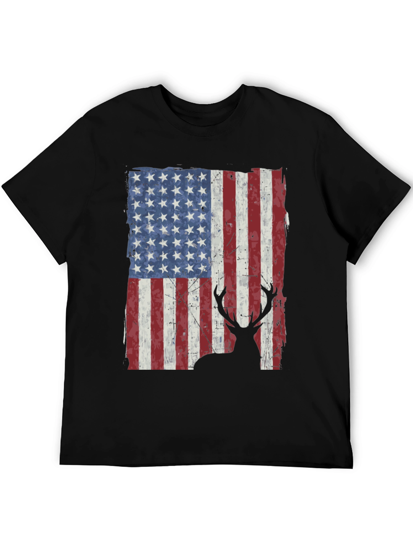 American Flag Deer Graphic T-Shirt