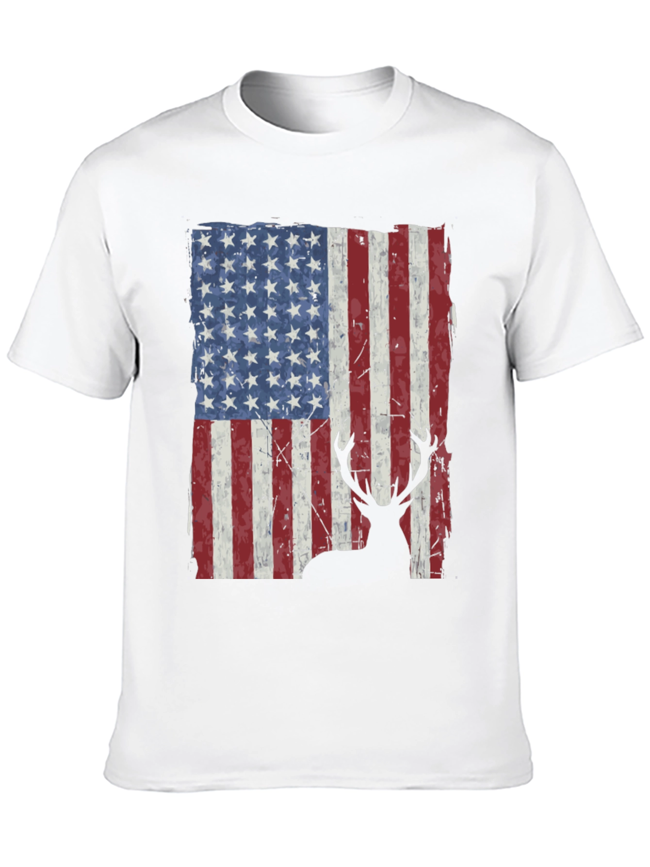 American Flag Deer Graphic T-Shirt