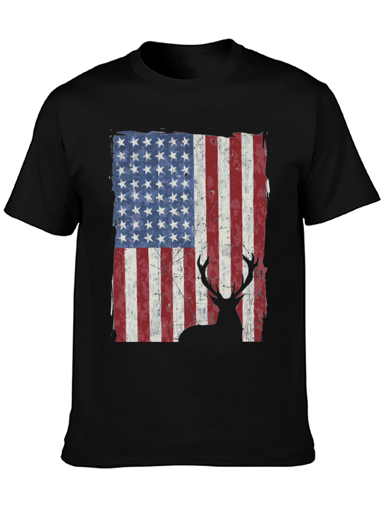 American Flag Deer Graphic T-Shirt