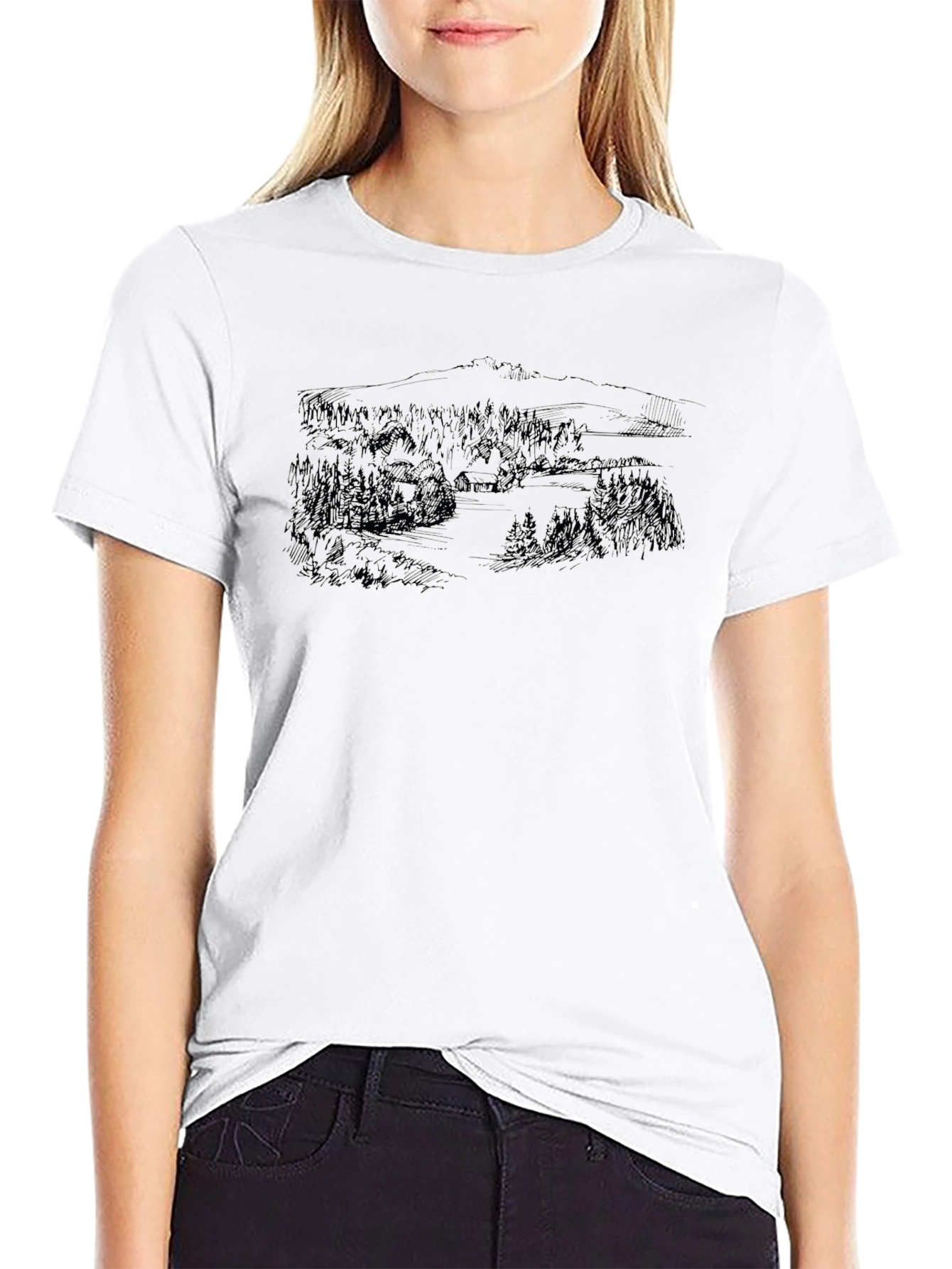 Nature Scene Graphic Tee - Classic Black T-Shirt