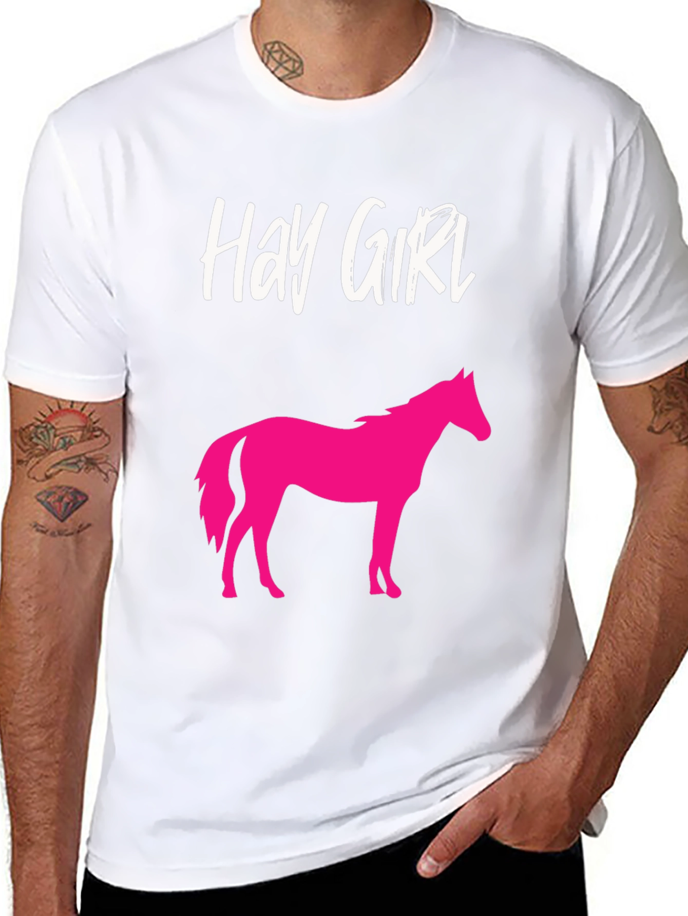 Hay Girl Horse Graphic Tee - Novelty Shirt