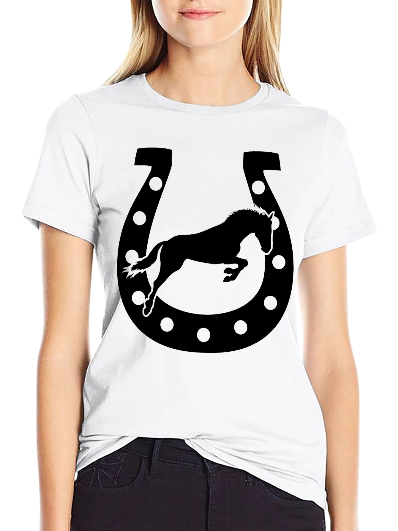 Black Horse Shoe Graphic Tee