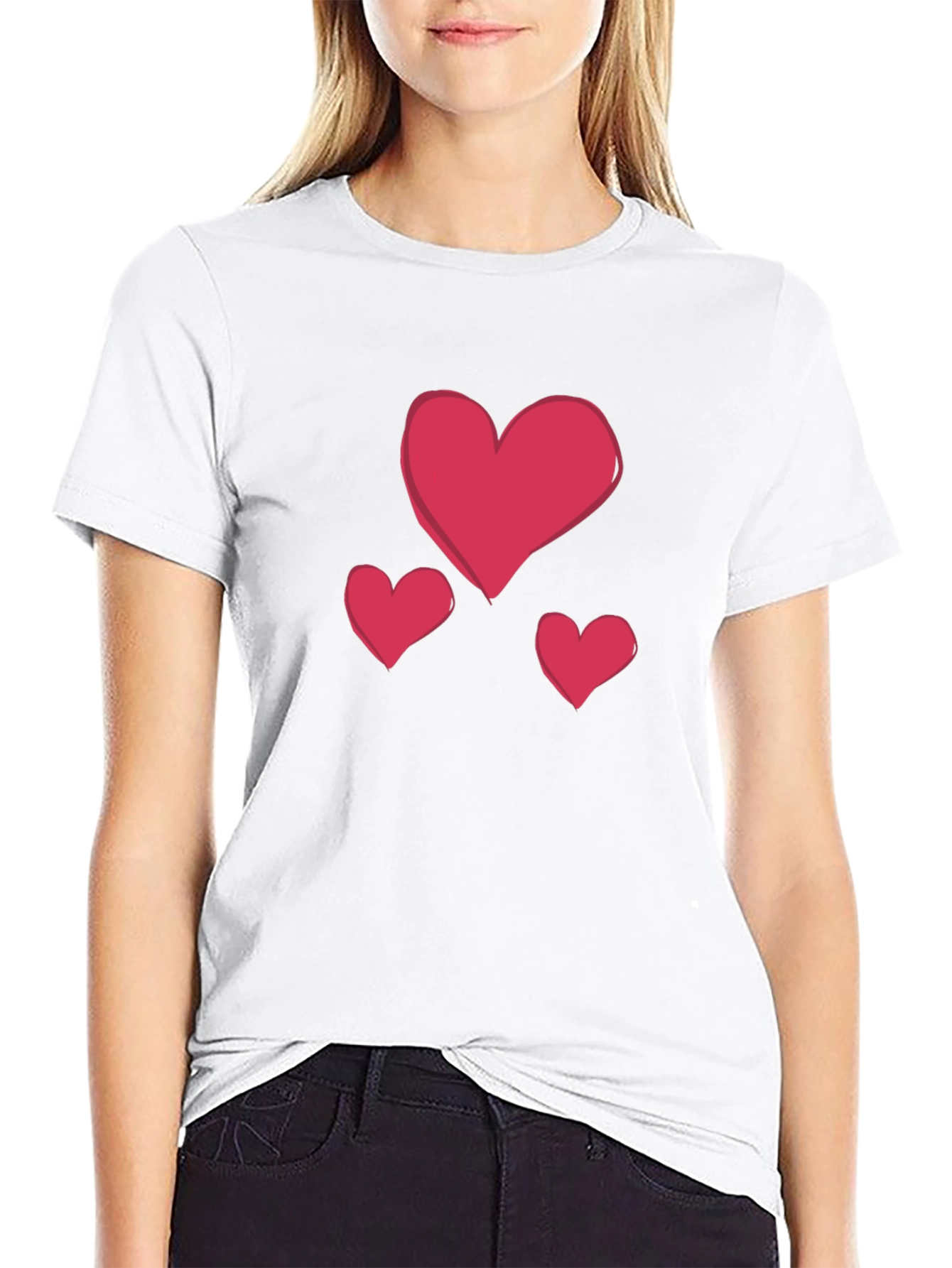 Heart Graphic Black Crew Neck T-Shirt