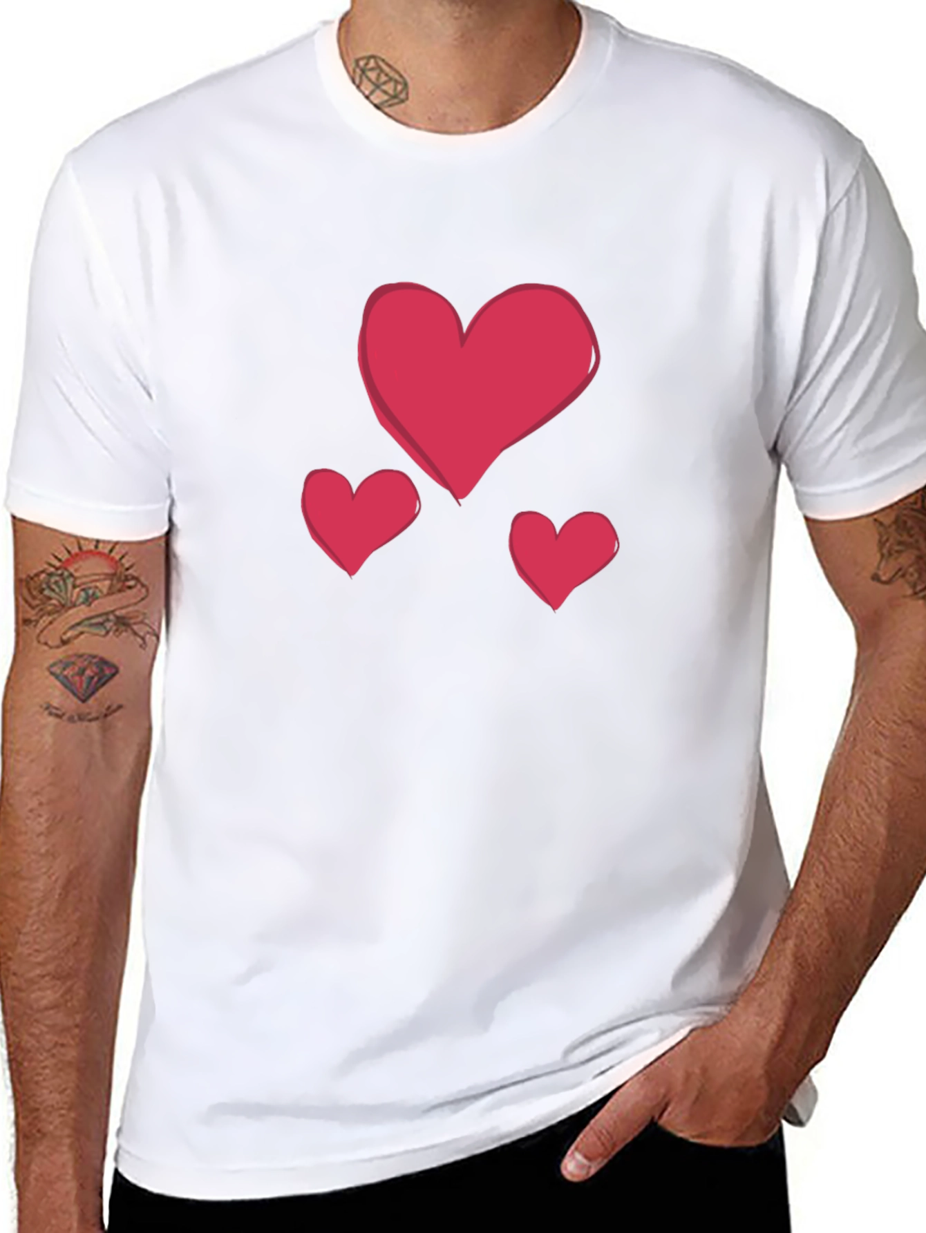 Heart Graphic Black Crew Neck T-Shirt