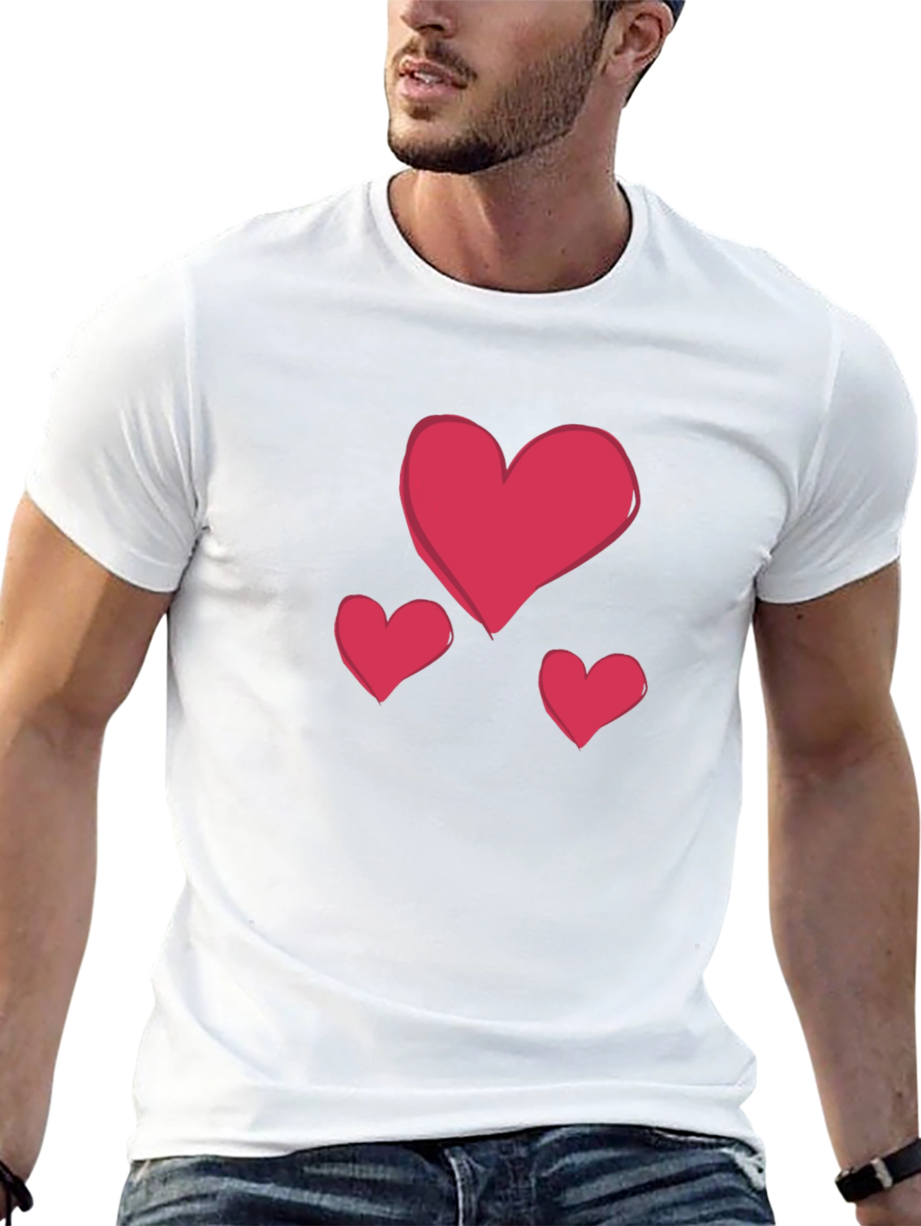 Heart Graphic Black Crew Neck T-Shirt